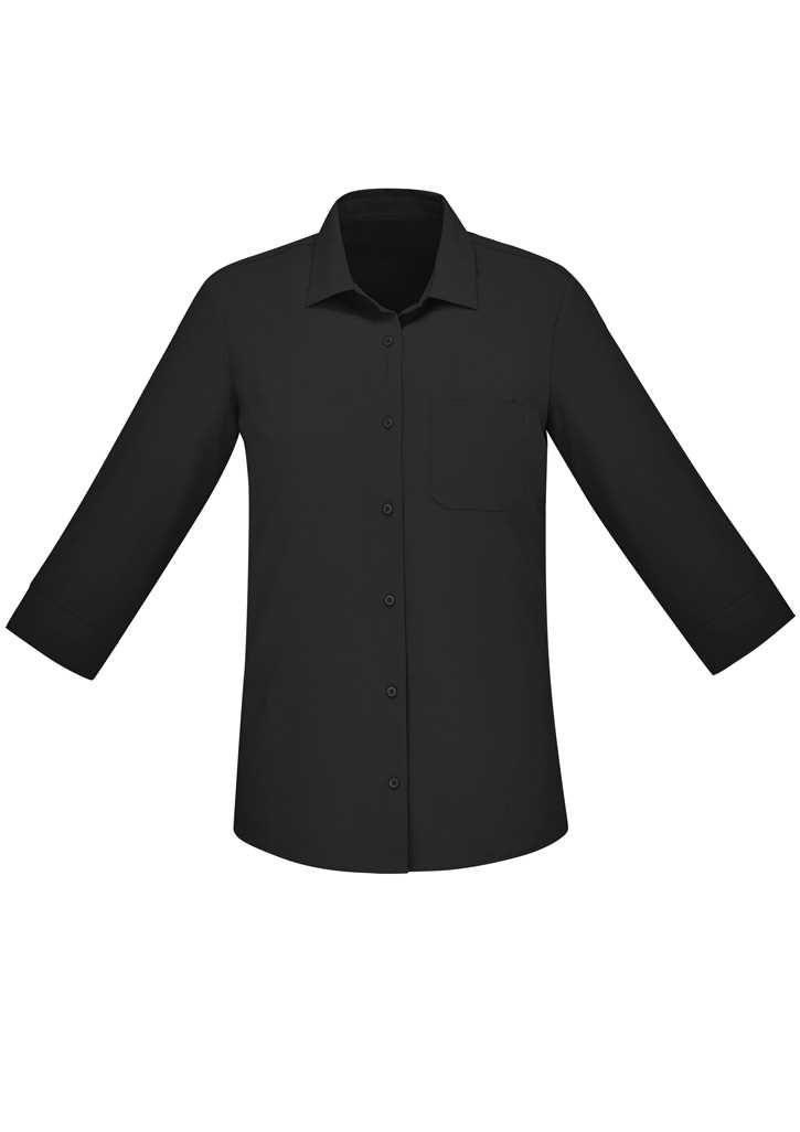 Florence Womens Plain 3/4 Sleeve Shirt Black 10