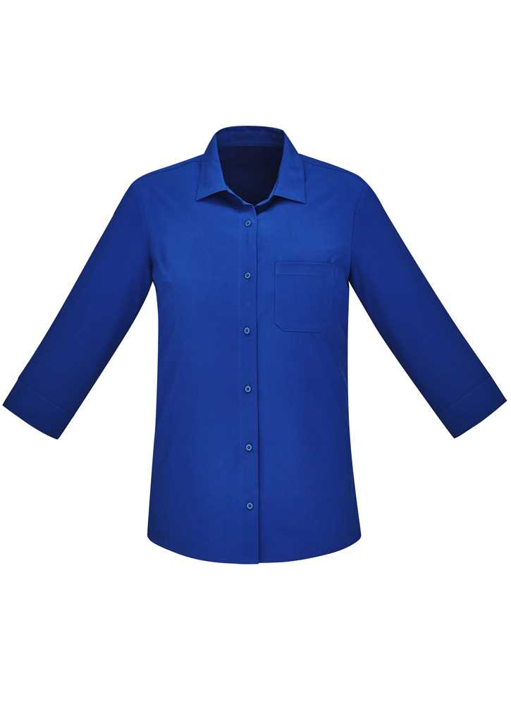Florence Womens Plain 3/4 Sleeve Shirt Electric Blue 10