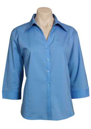 Ladies Metro 3/4 Sleeve Shirt Mid Blue 10