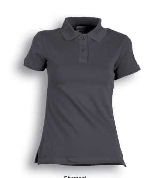 Pique Knit Fitted Cotton/Spandex Polo Charcoal 10