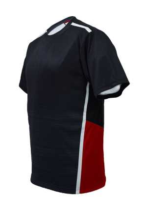 Unisex Adults Sublimated Panel Tee Shirt - Black/Red