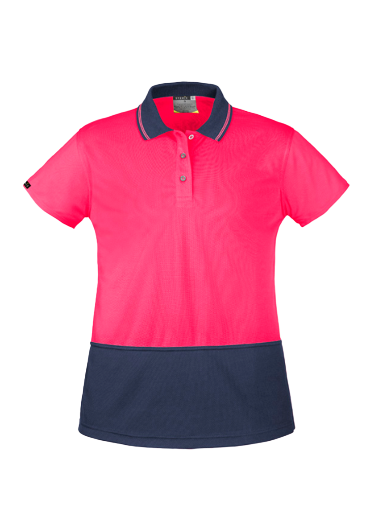 Womens Hi Vis Basic Short Sleeve Polo Pink/Navy | NZ Uniforms